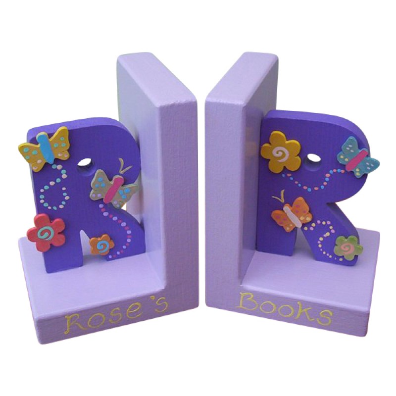 Initial Bookends Girl, Wooden Letter Bookends Uk