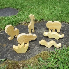 Natural Wooden Jungle Animal Set with Personalised Gift Tag
