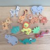 Wooden Jungle Animals with Personalised Oak Gift Tag